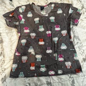 Cute owl scrub top